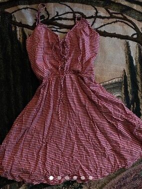 Red and white gingham dress